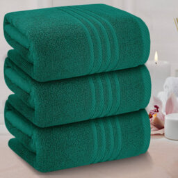 Casabella Towels 3 Pack Bath Sheets Large Bath Towel 80X140 Cm 100% Zero-Twist Cotton Highly Absorbent Towels Jade - thumbnail 2