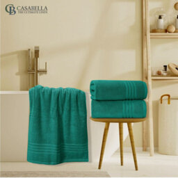 Casabella Towels 3 Pack Bath Sheets Large Bath Towel 80X140 Cm 100% Zero-Twist Cotton Highly Absorbent Towels Jade - thumbnail 8