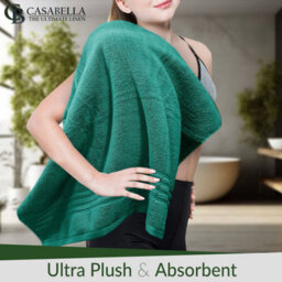 Casabella Towels 3 Pack Bath Sheets Large Bath Towel 80X140 Cm 100% Zero-Twist Cotton Highly Absorbent Towels Jade - thumbnail 9