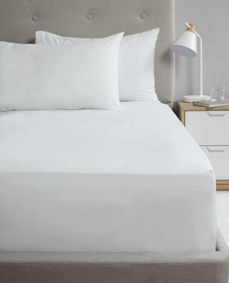Homespace Direct Ltd Flat Sheet 180Tc Percale White Super King Sheet Suitable For Deep Mattresses - image 1