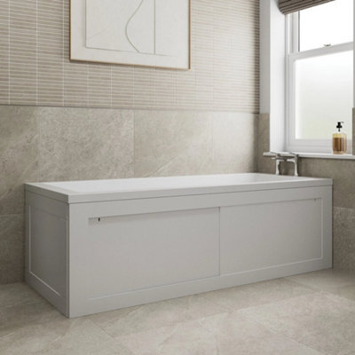 1700 Side Front Storage Bath Panel For Straight Baths Lockable Modern Mdf White - image 1