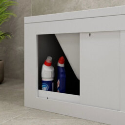 1700 Side Front Storage Bath Panel For Straight Baths Lockable Modern Mdf White - thumbnail 6
