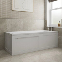 1700 Side Front Storage Bath Panel For Straight Baths Lockable Modern Mdf White - thumbnail 1