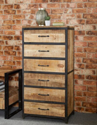 Buttercup Farm Cosmo Industrial Tall Chest - Solid Mango Wood - L40 X W60 X H120 Cm - thumbnail 5