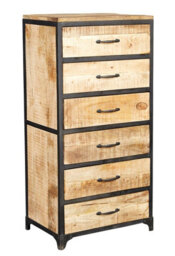 Buttercup Farm Cosmo Industrial Tall Chest - Solid Mango Wood - L40 X W60 X H120 Cm