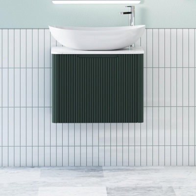 Royal Bathrooms Avenza 600mm Deep Moss Green Wall Hung Bathroom Countertop Vanity Unit 1 Drawer With Cesar Basin - image 1