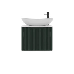 Royal Bathrooms Avenza 600mm Deep Moss Green Wall Hung Bathroom Countertop Vanity Unit 1 Drawer With Cesar Basin - thumbnail 6