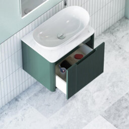 Royal Bathrooms Avenza 600mm Deep Moss Green Wall Hung Bathroom Countertop Vanity Unit 1 Drawer With Cesar Basin - thumbnail 5