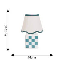 Valuelights Evie Pair Of - Forest Green Cube Checkered Base Ceramic Table Lamp With Scallop Tapered Shade - Led Bulbs Included - thumbnail 4