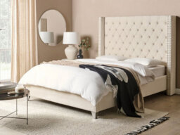 Beliani Bed Velvet Lubbon 140 X 200 Cm (Eu Double) Off-White - thumbnail 2
