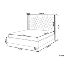 Beliani Bed Velvet Lubbon 140 X 200 Cm (Eu Double) Off-White - thumbnail 3