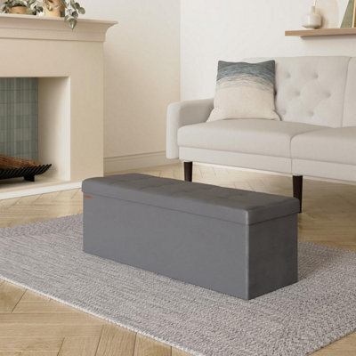 Songmics Ottoman Bench, Extra-Long Storage Solution With Folding Top, Slate Grey - image 1