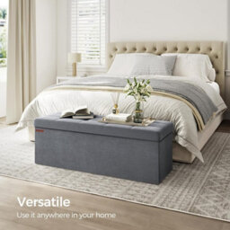 Songmics Ottoman Bench, Extra-Long Storage Solution With Folding Top, Slate Grey - thumbnail 3
