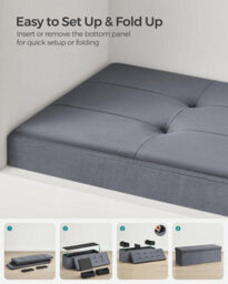 Songmics Ottoman Bench, Extra-Long Storage Solution With Folding Top, Slate Grey - thumbnail 6
