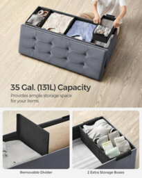 Songmics Ottoman Bench, Extra-Long Storage Solution With Folding Top, Slate Grey - thumbnail 5