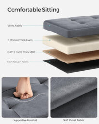 Songmics Ottoman Bench, Extra-Long Storage Solution With Folding Top, Slate Grey - thumbnail 4