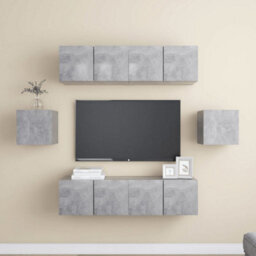 Berkfield 6 Piece Tv Cabinet Set Concrete Grey Engineered Wood - thumbnail 1