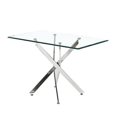 Furniture in Fashion Memphis Large Dining Table In Filo Marble Effect With Glass Top - image 1