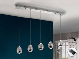 Luminosa Lighting Luminosa Roc Integrated Led 5 Light Dimmable Crystal Drop Bar Ceiling Pendant With Remote Control Chrome - Uk Stock - thumbnail 1