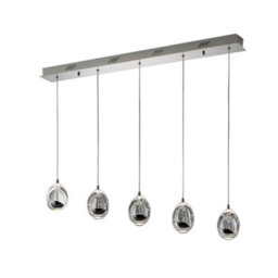 Luminosa Lighting Luminosa Roc Integrated Led 5 Light Dimmable Crystal Drop Bar Ceiling Pendant With Remote Control Chrome - Uk Stock - thumbnail 2