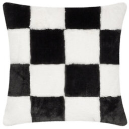 Heya Home Cozee Check Faux Fur Feather Filled Cushion - thumbnail 1