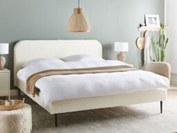 Beliani Bed Corduroy Flayat 180 X 200 Cm (Eu Super King) Off-White - thumbnail 2