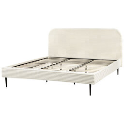Beliani Bed Corduroy Flayat 180 X 200 Cm (Eu Super King) Off-White - thumbnail 5