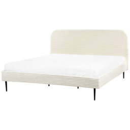 Beliani Bed Corduroy Flayat 180 X 200 Cm (Eu Super King) Off-White - thumbnail 4