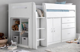 Save On Goods UK White Mid Sleeper Bunk Bed Storage,chest Drawers,shelves,cupboard, Kids, Childrens Bunkbed - thumbnail 2
