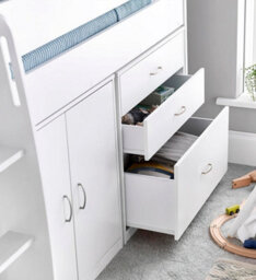 Save On Goods UK White Mid Sleeper Bunk Bed Storage,chest Drawers,shelves,cupboard, Kids, Childrens Bunkbed - thumbnail 4