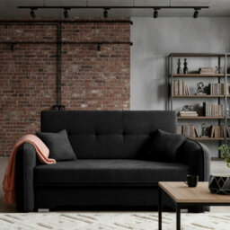Amerykanka Laine 3 Black Functional Sleeper Sofa With Storage And Stylish Cushions - thumbnail 1