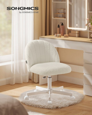 LEDREM Office Chair, Swivel Makeup Vanity Desk Chair, Height Adjustable, Teddy Fleece, Foam Padded, For Home Office, Bedroom