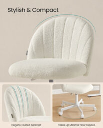 LEDREM Office Chair, Swivel Makeup Vanity Desk Chair, Height Adjustable, Teddy Fleece, Foam Padded, For Home Office, Bedroom - thumbnail 4