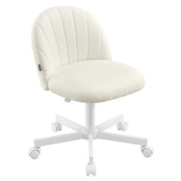 LEDREM Office Chair, Swivel Makeup Vanity Desk Chair, Height Adjustable, Teddy Fleece, Foam Padded, For Home Office, Bedroom - thumbnail 2