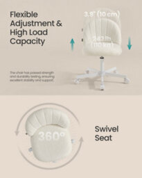 LEDREM Office Chair, Swivel Makeup Vanity Desk Chair, Height Adjustable, Teddy Fleece, Foam Padded, For Home Office, Bedroom - thumbnail 6