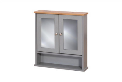 Timber Art Design Mirrored Bathroom Cabinet Grey & Oak - image 1