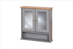 Timber Art Design Mirrored Bathroom Cabinet Grey & Oak - thumbnail 1