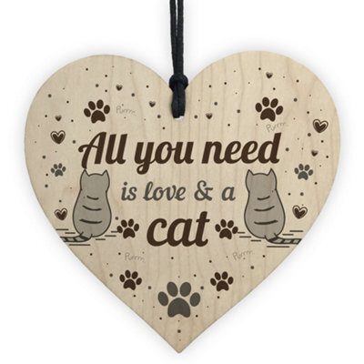 Red Ocean All You Need Is Love And A Cat Gift Cat Sign Hanging Heart Decoration Cat Lover Gift - image 1