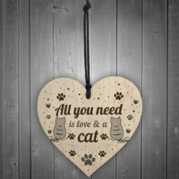 Red Ocean All You Need Is Love And A Cat Gift Cat Sign Hanging Heart Decoration Cat Lover Gift - thumbnail 2