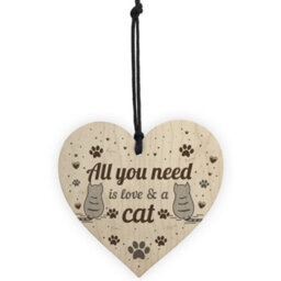 Red Ocean All You Need Is Love And A Cat Gift Cat Sign Hanging Heart Decoration Cat Lover Gift - thumbnail 5