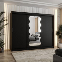 Arte Sophisticated Ebony Black Spoti Sliding Door Wardrobe 2500mm X 2000mm X 620mm - A Bold Statement In Storage - thumbnail 1