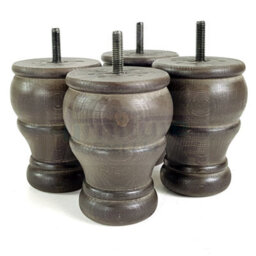L&F 4X Wooden Bun Feet Antique Brown Stain Replacement Furniture Legs Sofas Chairs Footstools M10 Cwc802 - thumbnail 4