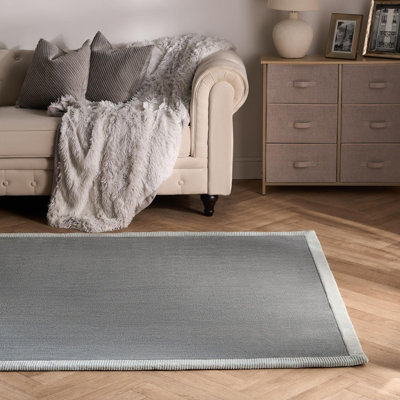 Ohs Contrast Border Non Slip Tufted Hallway Runner Rug Floor Carpet, Grey - 80 X 150 Cm - image 1