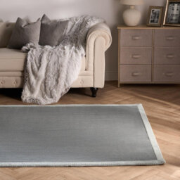 Ohs Contrast Border Non Slip Tufted Hallway Runner Rug Floor Carpet, Grey - 80 X 150 Cm - thumbnail 1