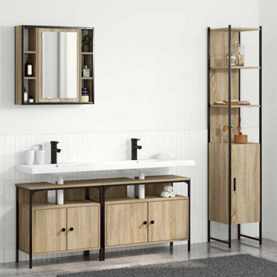Walplus Bathroom Furniture Set 4 Pcs Sonoma Oak 33 X 33 X 185.5 Cm - image 1