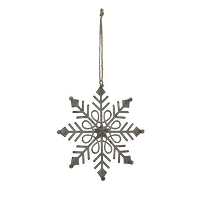 Hill Interiors Metal Snowflake Christmas Hanging Decoration White/white (18Cm X 1Cm X 3Cm)