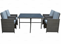 4 Seat Outdoor Garden Furniture Rattan Cube Set - Dining Table And 4 Folding Armchairs For Compact Storage, Cushions Included - thumbnail 2