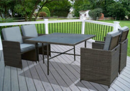 4 Seat Outdoor Garden Furniture Rattan Cube Set - Dining Table And 4 Folding Armchairs For Compact Storage, Cushions Included - thumbnail 1