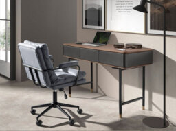 Angel Cerda Modern Rectangular Console Table In Walnut And Dark Grey Mdf With Black Steel Legs - thumbnail 5