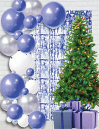 Netagon Shimmer Tinsel Curtain Reindeer Christmas Tree Design 3M X 1M Blue - thumbnail 6